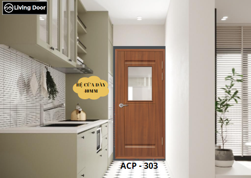 Cửa ABS giả gỗ có ô kính ACP - 303